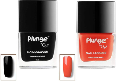 

O3+ Plunge Black Magic and Wonderland Nail Paint Polish Lacquer Color Shade Combo Pack Black and Red(Pack of 2)