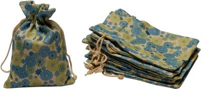 

Lifekrafts Linen Pouches, Gifts Bags For Return Gifts Bags, Potlis for Wedding,Functions,Baby showers,Candy Bags, Size 14*10.5 cm , Color Blue Floral Design, pack of 50 Potli(Multicolor)