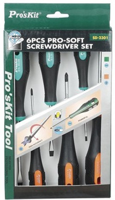Proskit 6 Pcs Pro-Soft Screwdriver (SL- &PH) Precision Screwdriver Set(Pack of 1)