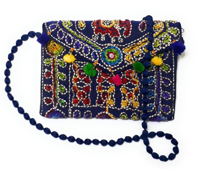 

Unique Fashion Women Evening/Party, Casual, Formal Multicolor, Blue Silk Sling Bag, Blue;multicolor