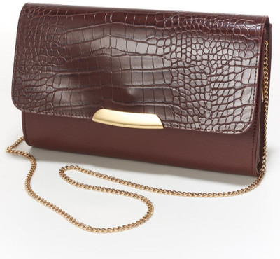 

Oriflame Women Evening/Party Brown PU Sling Bag