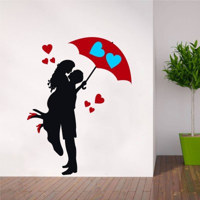 rawpockets 1 cm Wall Decals ' Romantical Couple 'Wall Stickers |PVC Vinyl | Multicolour Self Adhesive Sticker(Pack of 1)