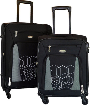 

Timus Morocco SPINNER 55 & 65cm BLACK Travel Combo Expandable Check-in Luggage -  inch(Black