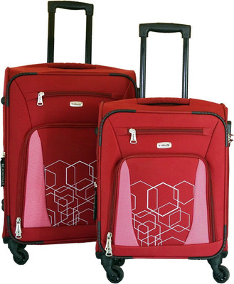

Timus Morocco SPINNER 55 & 65cm RED Travel Combo Expandable Check-in Luggage -  inch(Red