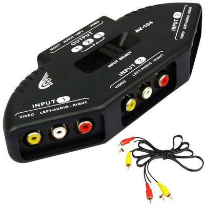 

Kebilshop TV-out Cable 3-Way Audio Video AV RCA Switch Selector Box Splitter with 3 color RCA Cable For XBOX DVD PS2 PS3 with AV Cable.(Black&Yellow, For TV, 1.0)
