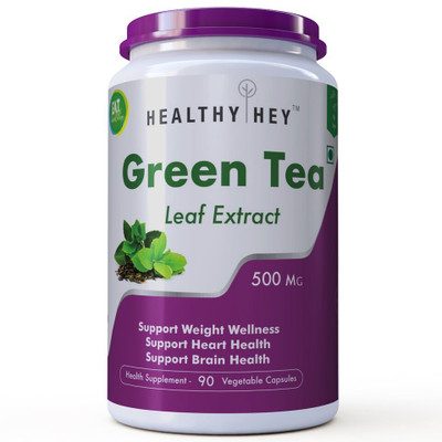 

HealthyHey Nutrition Green Tea Extract Supplement- 50% Polyphenols 20% EGCG - 500 mg - 90 Veg Caps(500 mg)