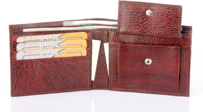 

Umda Men Brown Genuine Leather Wallet(8 Card Slots)