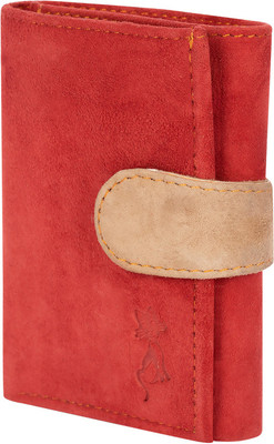 de meow Men Red Genuine Leather Wallet(7 Card Slots)