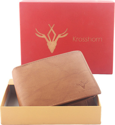 

Krosshorn Men Tan Genuine Leather Wallet(7 Card Slots)