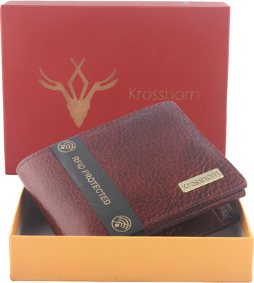 

Krosshorn Men Brown Genuine Leather Wallet(7 Card Slots)