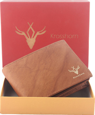 

Krosshorn Men Tan Genuine Leather Wallet(7 Card Slots)