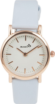 

3Wish 3WW-1201 White To Light Blue From UV Rays Color Changing Round Dial With Light Blue Leather Strap Watch - For Women