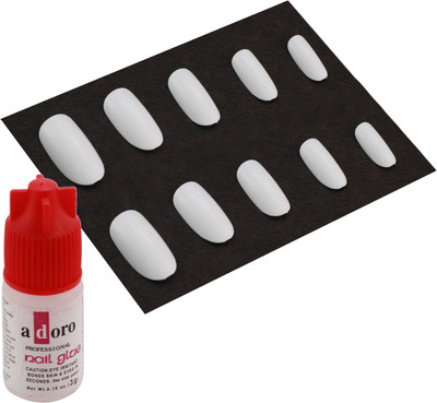 

Ear Lobe & Accessories 10Pcs Reasable Nails With Glue (501-D) White(Pack of 10)