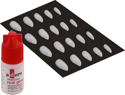 

Ear Lobe & Accessories 20Pcs Reasable Nails With Glue (501-C) White(Pack of 20)