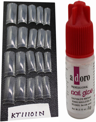 

Ear Lobe & Accessories 20 Pcs Personal/Professional Reusable False French Nails With Glue(KT11101N) Transparent(Pack of 20)