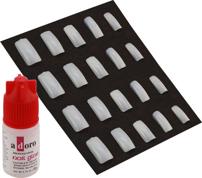 

Ear Lobe & Accessories 20Pcs Reasable Nails With Glue (501-E) White(Pack of 20)