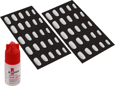 

Ear Lobe & Accessories 50Pcs Reasable Nails With Glue (501-D) White(Pack of 50)