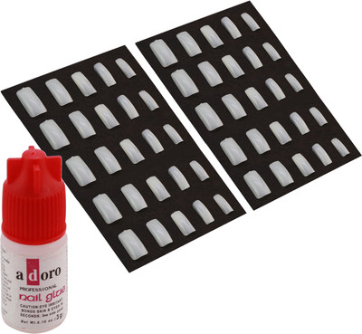 

Ear Lobe & Accessories 50Pcs Reasable Nails With Glue (501-E) White(Pack of 50)