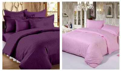 

Laying style 330 TC Satin Double King Plain Bedsheet(Pack of 2, Pink, wine)