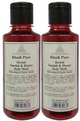

Khadi Pure Herbal Sandal & Honey Body Wash 210 ML (Pack Of 2)(420 ml, Pack of 2)