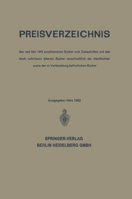 Preisverzeichnis(German, Paperback, Springer Springe)