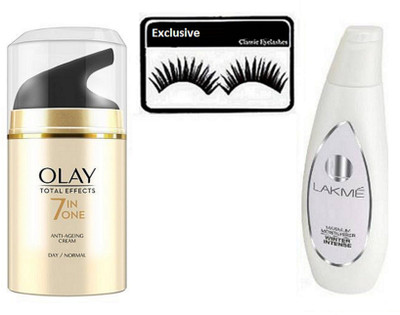 

Exclusive Eyelashes & Olay Cream & Lakme Body lotion(Set of 3)