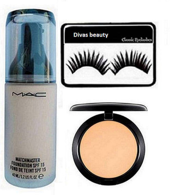 

divas beauty Eyelashes & Mac Matchmaster Foundation & Mac Compact(Set of 3)