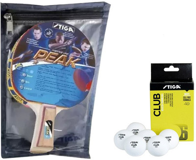 

Stiga Peak Table Tennis (1 Racquet), (1 Cover), (Club 40+ "6 ball") Table Tennis Kit