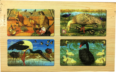Assemble Wooden animal puzzle Picture 4 pcs(Multicolor)