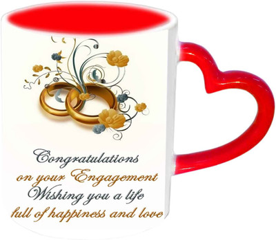 

Raj Laxmi Congratulation On Your Engagement Red Heart Handle Ceramic Mug(350 ml)