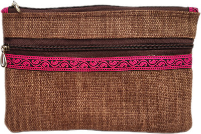 

auk Elegant Brown Jute Hand Purse For Women's Coin Purse(Brown)