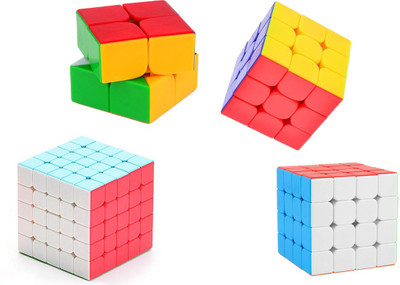 

Shanbuyers High Speed & Smooth Stickerless Brainstorming Magic Puzzle Cube Combo - Anti Stress for Adults and Kids (2x2 3X3 4x4 5x5 ) - Set of 4(4 Pieces)