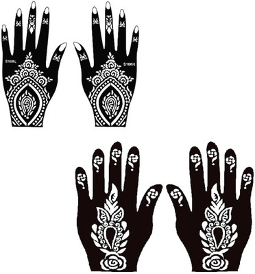 

ivana's Henna Tattoo Stencil (Set of 4) Women Girls Hand Finger Body Paint Temporary Tattoo (115)(tatto)