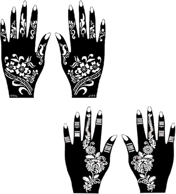 

ivana's Henna Tattoo Stencil (Set of 4) Women Girls Hand Finger Body Paint Temporary Tattoo (105) (tatto)