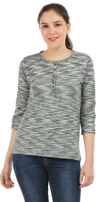 Trove Casual Regular Sleeve Self Design Women Grey Top