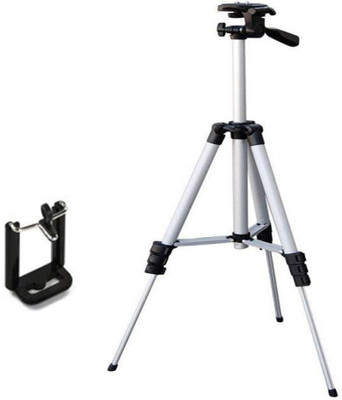 

LIFEMUSIC High Quality Tripod - 3110 Portable & Foldable Camera - Mobile Tripod with Mobile Clip Holder Bracket, Fully Flexible Mount Cum Tripod, Stand with Three-Dimensional Head For Smartphone Tripod(silver\black, Supports Up to 1500)