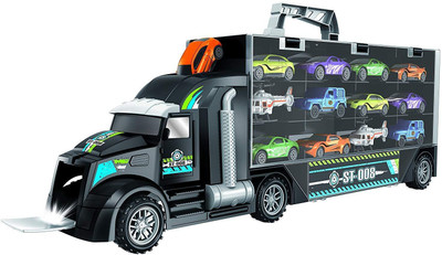 

MWG Exports Co Transport Car Carrier Truck Toy Vehicle Playset with Stylish Sports Cars, Trucks, Helicopters(Multicolor)