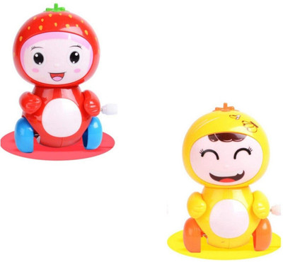 

Miss & Chief Pack of 2 Cute Strwaberry and Banana Friction Powered Moving Wind Up Chain Toy(Multicolor)
