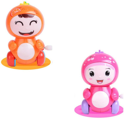 

Miss & Chief Pack of 2 Cute Cherry and Orange Friction Powered Moving Wind Up Chain Toy(Multicolor)