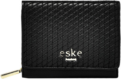 

Eske Women Black Genuine Leather Wallet(6 Card Slots)