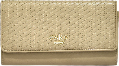 

Eske Women Brown Genuine Leather Wallet(12 Card Slots), Stone
