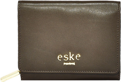 

Eske Women Brown Genuine Leather Wallet(6 Card Slots), Stone