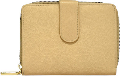 

Eske Women Beige Genuine Leather Wallet(6 Card Slots), Bisque