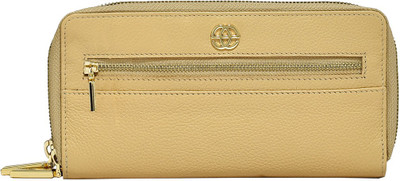 

Eske Women Beige Genuine Leather Wallet(6 Card Slots), Bisque