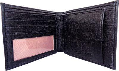 

FABTRIM Men Black Artificial Leather, Fabric, Canvas Wallet(3 Card Slots)