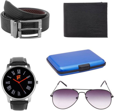 LAER Belt, Wallet, Analog Watch Combo(Black)