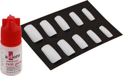 

Ear Lobe & Accessories 10Pcs Reasable Nails With Glue (501-B) White(Pack of 10)