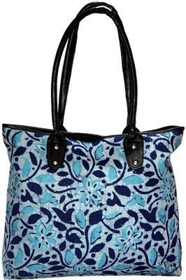 Estheticmind Leather cotton combi tote bag Sling Bag(Blue, 7 L)