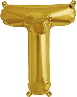

Events Framer Solid T - Alphabet Foil Balloon Gold Letter Balloon(Gold, Pack of 1)