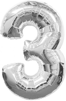 

Events Framer Solid 3 - Number Foil Balloon Silver Letter Balloon(Silver, Pack of 1)